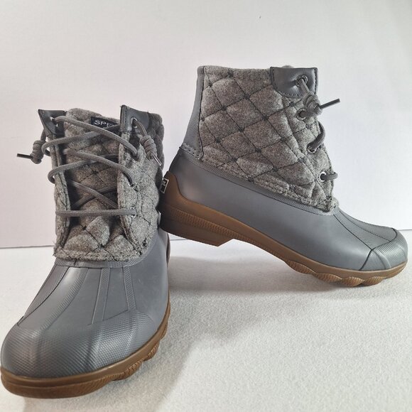 NWT Sperry Women's Syren Gulf Ankle Duck Boot, Grey, 5.5 Lace Up/Side Zip Winter - Picture 1 of 14